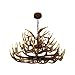 Antler Chandelier Double Layer,15 Lights, Retro Country Style Deer Horn Chandelier Lighting, Antler Candel Holder E12 Base, Antler Lamp for Cafes, Bars, Kitchen (18 Antlers + 15 Lights)