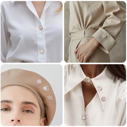 Image of 30 Pcs No Sew Invisible Buttons Pearl Brooch Button Women Reusable Pearl Cover Up Pin Removable Replacement Safety Button Dress Supplies Decoration (Black, Yellow, Orange, Brown, White)