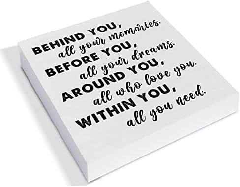 Graduation Quote Wood Box Sign Decor Desk Sign Positive Behind You All Your Memories Wooden Box Block Sign Rustic Home Shelf Wall Decoration Grad Gift