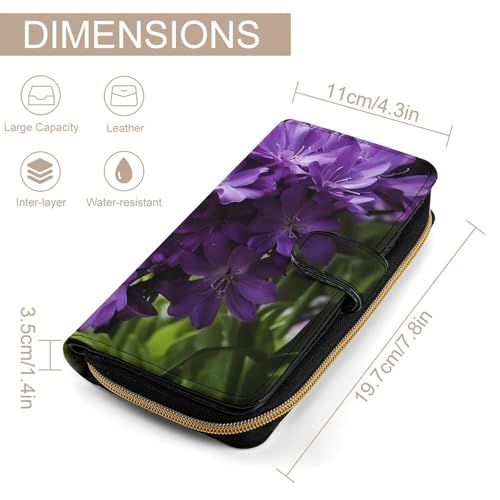 Fashionable Large-capacity Purple Flower Printed Leather Multifunctional Wallet for Men And Women, Multi-card Slot Business Casual Wallet2