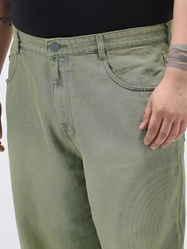 Image of Urbano Plus Men's Loose Baggy Fit Heavy Washed Jeans Non-Stretchable