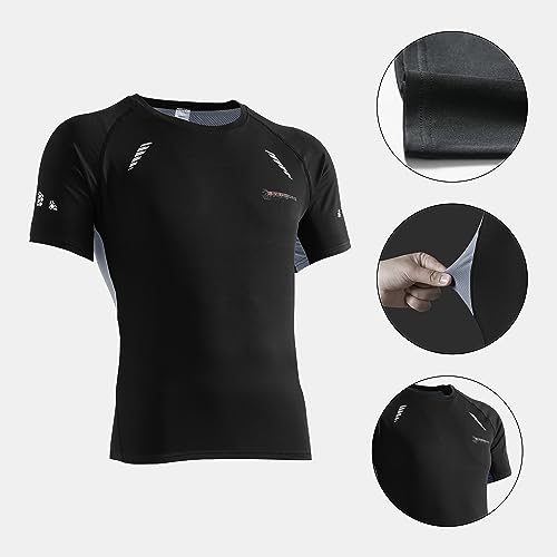 2-Pack Workout Compression Shirts for Men - Short Sleeve Rash Guard Athletic Undershirt Gear T-Shirt for Sports2