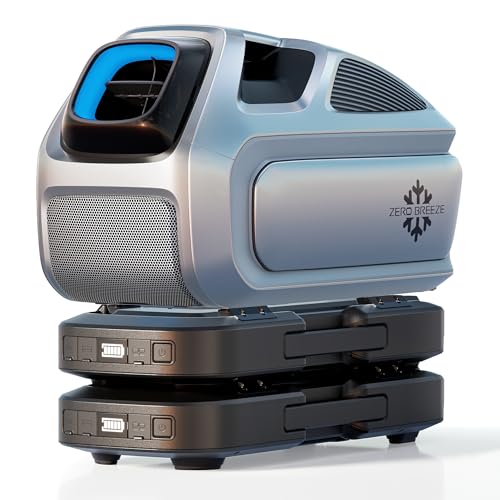 Zero Breeze Mark 3 Portable Air Conditioner Camping Air Conditioners of Cooling and Heating with Two AC Battery Portable Air Conditioners for Car Outdoor Rvs Camping Small Rooms Fishing or Pet Use