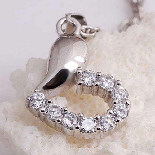 Naszyjnik 925 Sterling Silver Set Serce Wisiorek Wisiorek Inkrustowany Kamień