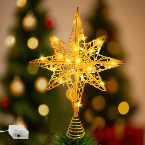 Weihnachtsbaumspitze LED, HOVCEH Christbaumspitze Stern LED...