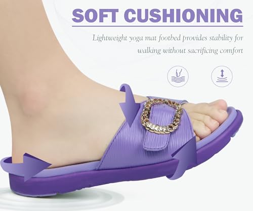 Image of COFACE Womens Dressy Orthotic Slides Lightweight Yoga Mat Thick Cushion Recovery Walking Sandals Adjustable Slip On Slippers with Comfortable Plantar Fasciitis Arch Support