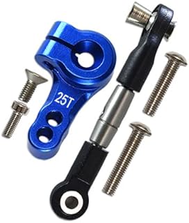 GPM for Traxxas Rustler 4X4 VXL (67076-4) Upgrade Parts Spring Steel Tie Rod + 25T Aluminum Servo Horn - 6Pc Set Blue