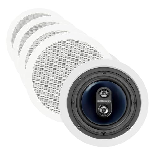 Image of Polk Audio RC6s in-Ceiling 6.5 inch Stereo Speaker, Dual Channel from a Single Location, Great for Damp, Humid Placement, (White, Paintable Grille) (Pack of 4)