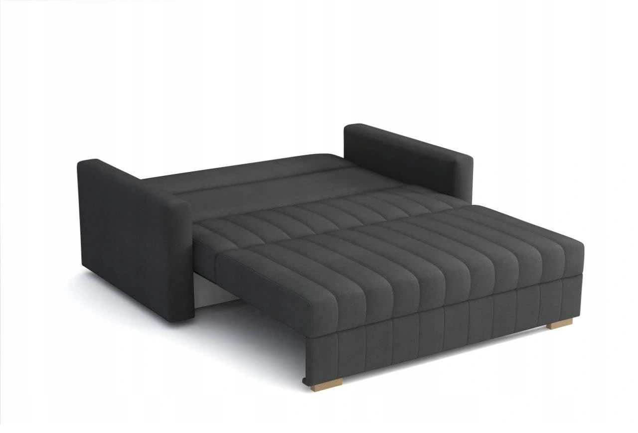 Schlafsofa klein Zanzibar I Sofa 3 Sitzer 153 cm Breit I Sofa mit Schlaffunktion I Schlafsofa mit Bettkasten I Couch mit Schlaffunktion Klein I Grau