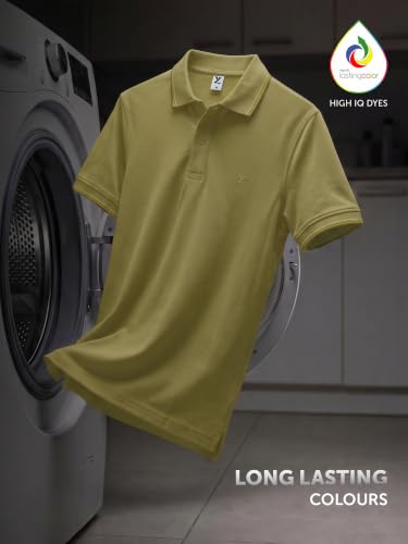Image of XYXX Accent Men's Solid Cotton Polo T Shirt | Collar Tshirts | Half Sleeves | Solid-Slim Fit