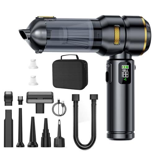 Boosen Car Vacuum Cleaner 22000PA, Handheld Vacuum with Digital Display & LED Light, Cordless Rechargeable Air Duster Blower, 3-Speed Adjustable Suction, HEPA Filter, Travel Bag, Fast Charging