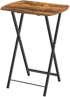 HOOBRO Side Table, Folding Tray Table, Snack Dinner Tables for Eating at Couch, Sofa End Table for Small Space, Living Room, Industrial, Easy Storage, Stable Metal Frame, Rustic Brown EBF17BZ01