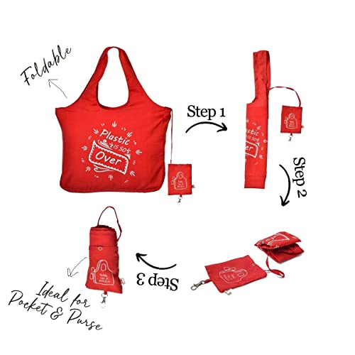 Image of IVILLAGE Foldable Reusable Polyester Bags for Shopping and Daily Essentials | Stylish Designer Tote and Shopper Bag | Compact, Lightweight, and Eco-Friendly with 12Kg Capacity