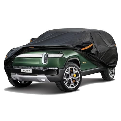 Kayme SUV Car Cover Fit for Rivian R1S (2022-2025) Automobiles All Weather Waterproof, Outdoor Cover Sun Rain Protection, with Lock and Zipper Door.Bl