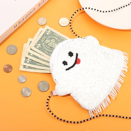 Halloween Purse Crossbody Bag for Women Beaded Ghost Pumpkin Purse Spooky Halloween Shoulder Bag Halloween Accessories Gifts4