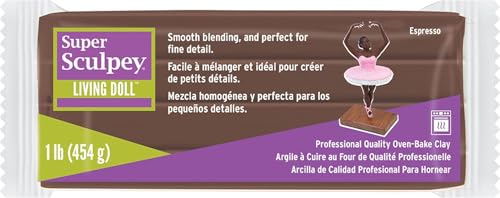 Morezmore M02384 1 lb Super Sculpey Living Doll Brown Espresso Oven Bake Polymer Clay QC1