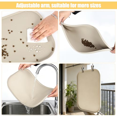 Rzspher 3-Teiliges Set Wasserfeste Silikon Futtermatte, 27CM* 47CM wasserdichte und rutschfeste Silikon Fressnapf Unterlage, Leicht zu Reinigende Fressnapf-Unterlage für Hund und Katze