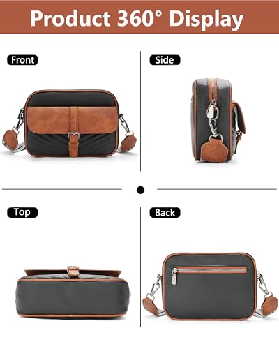 Image of Crossbody Bags for Women,Multi-Pocket Leather Crossbody Purse | RFID Blocking Pockets,Fits iPad,Adjustable Wide Strap,Quilted Exterior,8 Card Slots,Gift Ready