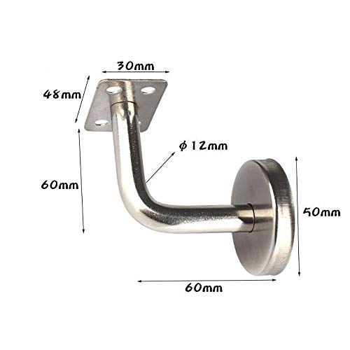 Set of 4 Stair Handrail Brackets Stainless Steel Handrail Holder Wall Mounted Heavy Duty Bannister Stair Hand Rail Brackets with Base Cover - Image 3