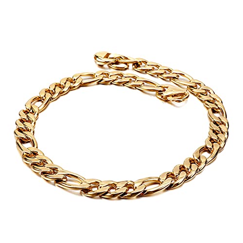 Chaîne Figaro 12mm acier inoxydable collier noir or argent homme punk