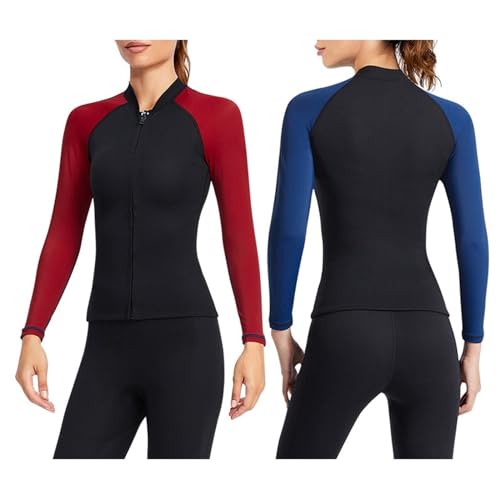 Chaqueta de Neopreno para Mujer 1.5mm Manga Larga con Cierre Frontal para Protección Solar, ideal para Surf, Navegación, Kayak y Snorkel (Negro, Mediana) miniatura 3