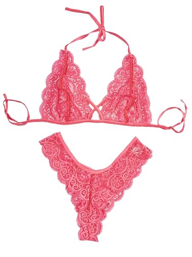 Image of Xs and Os Women Cross Style Lace Bra Panty Lingerie Set