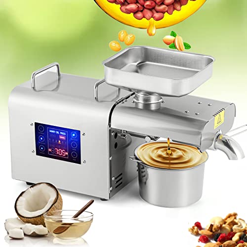 Moongiantgo 1500W Oil Press Machine for Home, Automatic Oil Extractor Hot Cold Pressed Oil, LCD Touch Panel, 304# SUS Organic Oil Maker, Electric Oil Expeller for Oily Nuts Seeds 110V