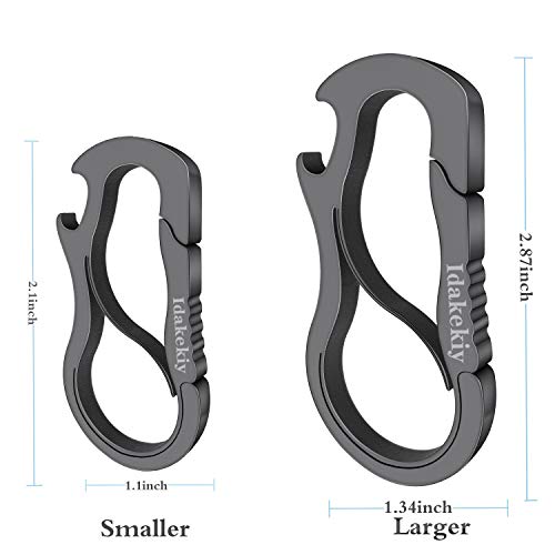Idakekiy Stainless Steel Anti-Lost Keychain Carabiner Opener Larger Version (2Pcs Dark Gray) - Thumbnail 6