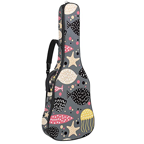 Housse guitare basse 106 cm contre les rayures avec bandoulière réglable motif poisson