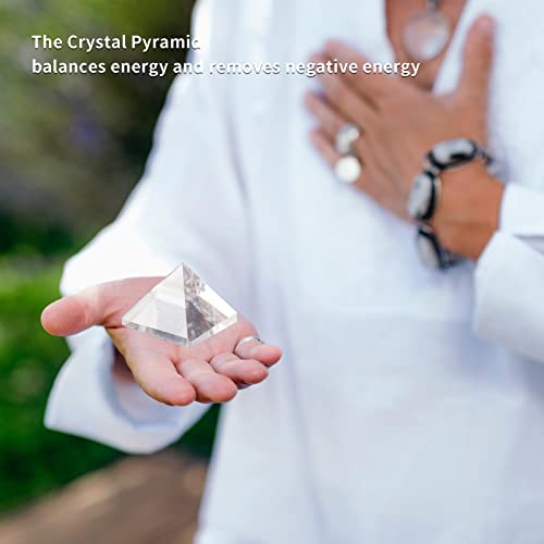 Image of Runyangshi Natural Crystal Pyramid Energy Generator | 2.0x2.0in (5x5cm) Healing Crystal Pyramid for Protection & Positive Energy | Natural Quartz for Chakra Reiki Home Decor