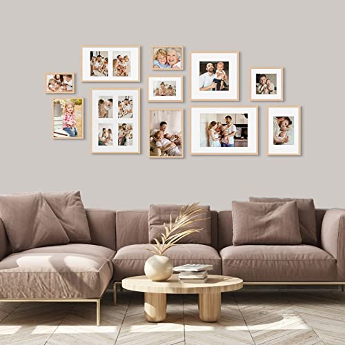 ATOBART A3 Zertifikat Bilderrahmen,Eiche Holz Bilderrahmen mit Passepartout für A4 Druck,Posterrahmen mit Plexi-glass für Wandmontage Display,29.7x42 cm,Set von 1