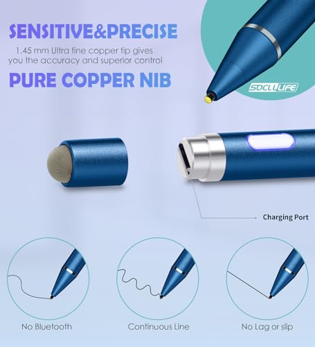 Image of Active Stylus Pen for Touch Screens, Dual Pen Tips for Drawing &Writing,High Precise Universal Digital Pencil for A-pple i-Pad, i-Phone 17 /16 /15 /14 /13 /12,Tablet /Smartphone /Sam-sung /K-indle - Dark Blue