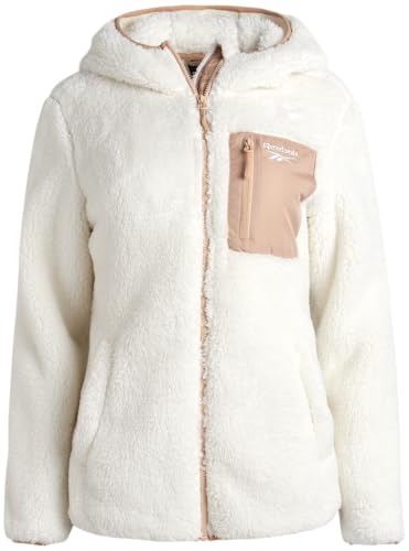 Reebok Womens Fleece Sweatshirt Jacket - Full Zip Sherpa Fur Hooded Jacket - Lightweight Teddy Coat for Women (S-XL)