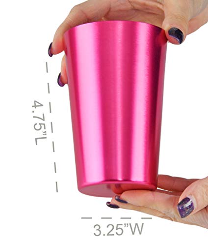 HOME-X Colorful Aluminum Drinking Cups Set of 6, Colored Metal Tumblers, Shatter Resistant, Stackable, 6 Metallic Colors- 12 Ounces