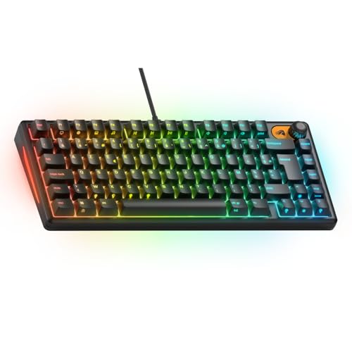 Glorious Clavier Gaming GMBK 75% (Disposition ISO FR) – Capuchons MX remplaçables, USB détachable, IP57 résistant Eau/poussière, RGB 10 Zones, Switchs Silencieux – 321x137x41mm