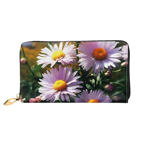 Daisy Plants Women Wallets Leather Zip Around Clutch Purses Waterproof Credit Card Holder With Phone Holder Ladies Travel Coin Purse
