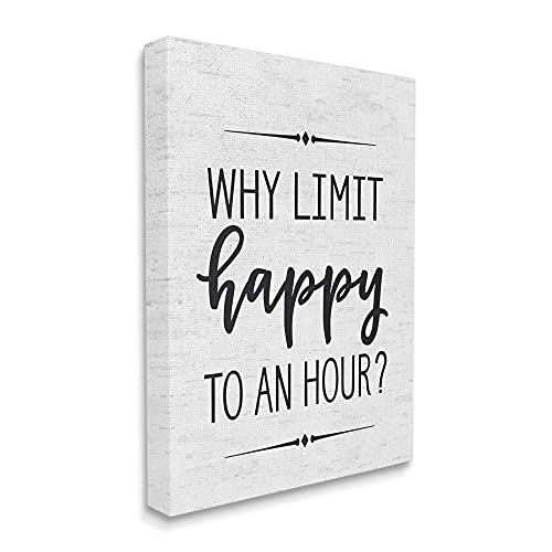 Image of Stupell Industries 'Why Limit Happy to an Hour Subtle Birch'| Canvas Art | Stupell Industries | 36 x 48 Inches, Easy to Hang and Sturdy, Made in USA, by Lettered and Lined