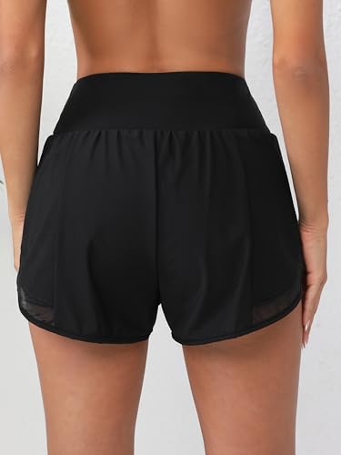 Image of ATTRACO Women Swim Shorts Side Split Swim Trunk 2 in 1 Board Shorts with Pockets Swim Bottom