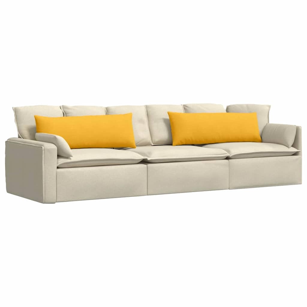 Coussins de canapé raffinés jaune clair 120 x 40 cm avec finitions soignées pour salon chic
