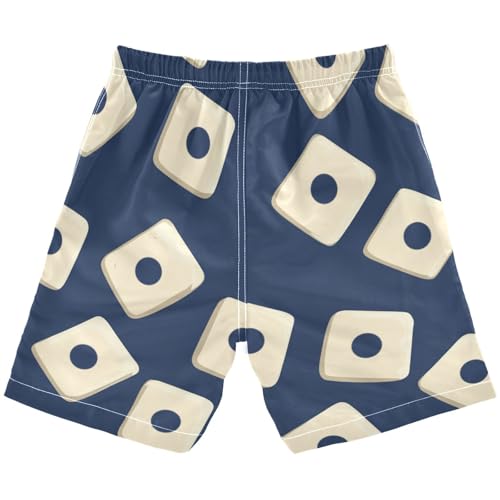 Boys Beach Board Shorts Dominoes Game Blue Swim Trunk Teen Swimwear 8-16Y2