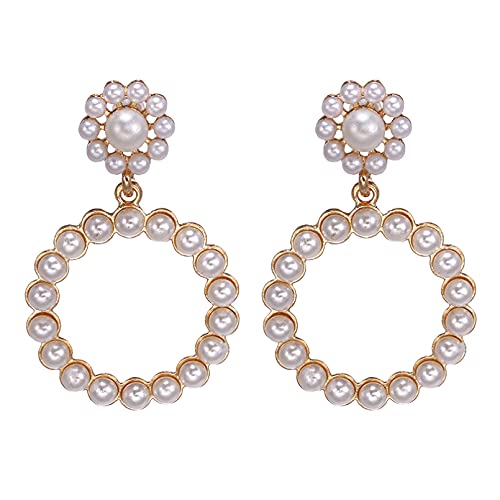 Boucles d'oreilles en argent YXWYXWA avec pierres naturelles rondes style vintage
