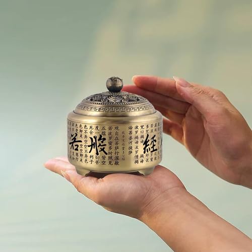 Zen Incense Holder Burner for Meditation - Heart Sutra Design with Ash Catcher, Heavy-Duty Zinc Alloy Portable Burner for Yoga & Spiritual Spaces — view 5