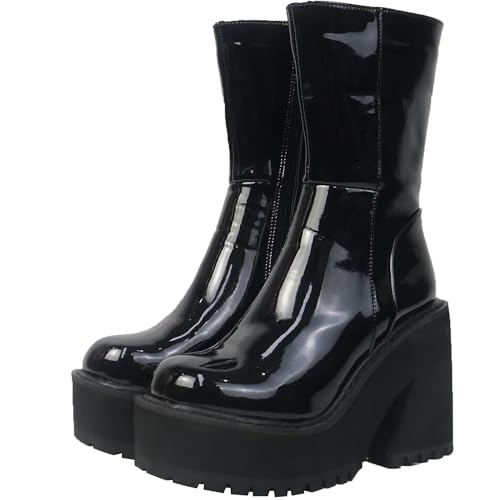 Image of AMINUGAL Platform Ankle Boots for Women Chunky Block Heel