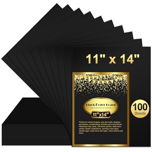 Image of 100 Pcs Black Poster Board Paper 11x14, ROOKEA Vision Boards Posterboard Bulk for School Projects Classroom Arts Craft Presentations Drawing Scrapbooking Blank Graphic Display