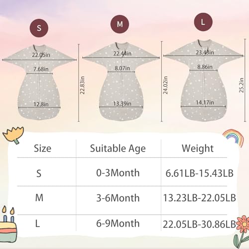 Image of insular Baby Transitional Swaddle with 2-Way Zipper Newborn Sleep Sack Arms Up Infant Sleeping Bag Wearable Blanket, Star, 0-3 Month