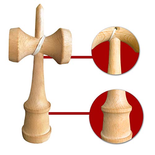 HOLYKING Wooden Tribute Kendama Toy - Japanese Cup and Ball Catch Kadoma Game Ball in Cup Game - Red
