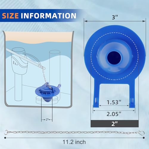 Hibbent 2 Pack Universal 2 Inch Toilet Flapper Compatible with American Standard, Kohler, TOTO, Gerber Toilets Tank, Water Conserving Toilet Flapper Replacement with Stainless Steel Chain, Blue - image 8