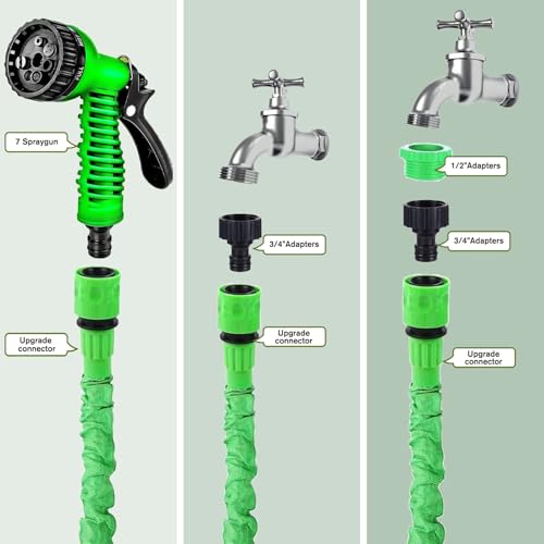 FASCINATDECO Manguera Extensible 7.5 Metros, Manguera Jardin Extensible con Pistola Rociadora de 7 Funciones, Manguera Jardín con Conectores de 3/4" y 1/2" Sin Enredos Ideal para Jardinería y Hogar - imagen 3