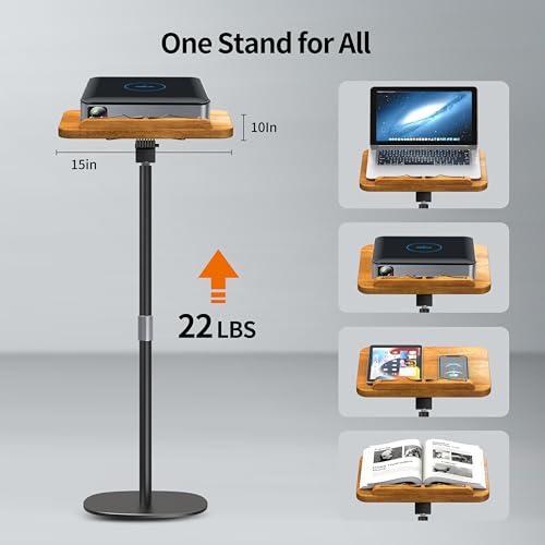 Image of NAMON 2-in-1 Dual-use Floor & Desktop Book Stand, 100% Solid Wood, Height Adjustable from 16.5 inch to 51 inch, Floor Reading Stand with Page Clip for Cookbooks, Sheet Music, Projector (with a T-Shaped)