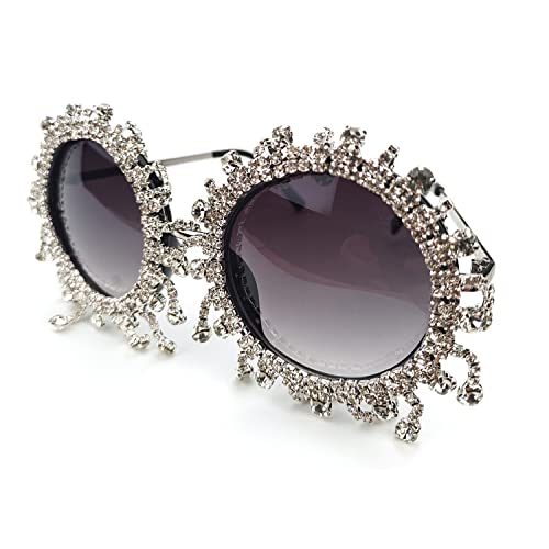 willochra round Rhinestone Sunglasses Women Fashion Diamond bling party Sun Glasses Crystal Shades2